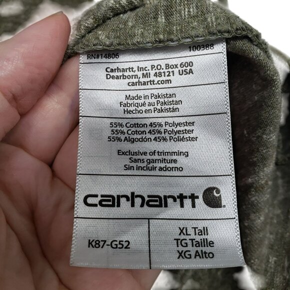 Carhartt Original Fit Green Heathered Short Sleeve Crew Neck Shirt Mens XL Tall - Picture 5 of 8